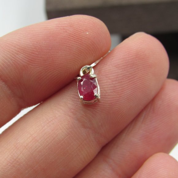 Sterling Silver Red Topaz Dangle Earrings Vintage - Picture 3 of 6